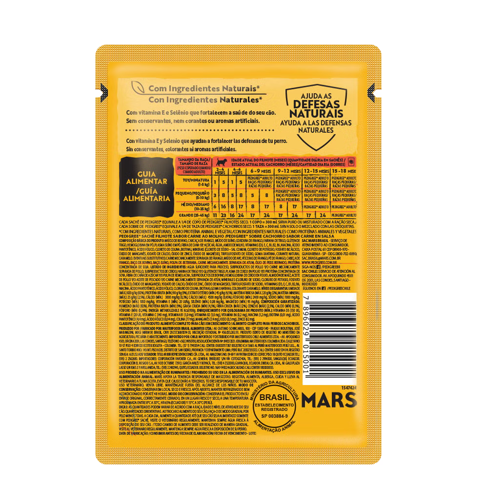 PEDIGREE POUCH CACHORRO SABOR CARNE 100 GR