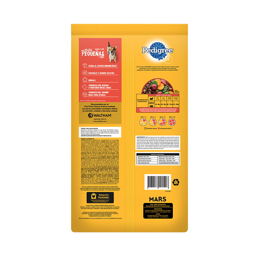 PEDIGREE ADULTO RAZAS PEQUEÑAS SABOR CARNE Y VEGETALES 21 KG
