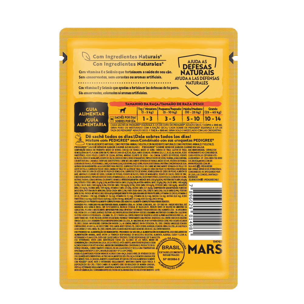 PEDIGREE POUCH SENIOR SABOR CARNE 100 GR