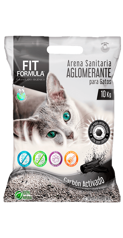 ARENA SANITARIA AGLOMERANTE CARBÓN ACTIVADO 10 KG