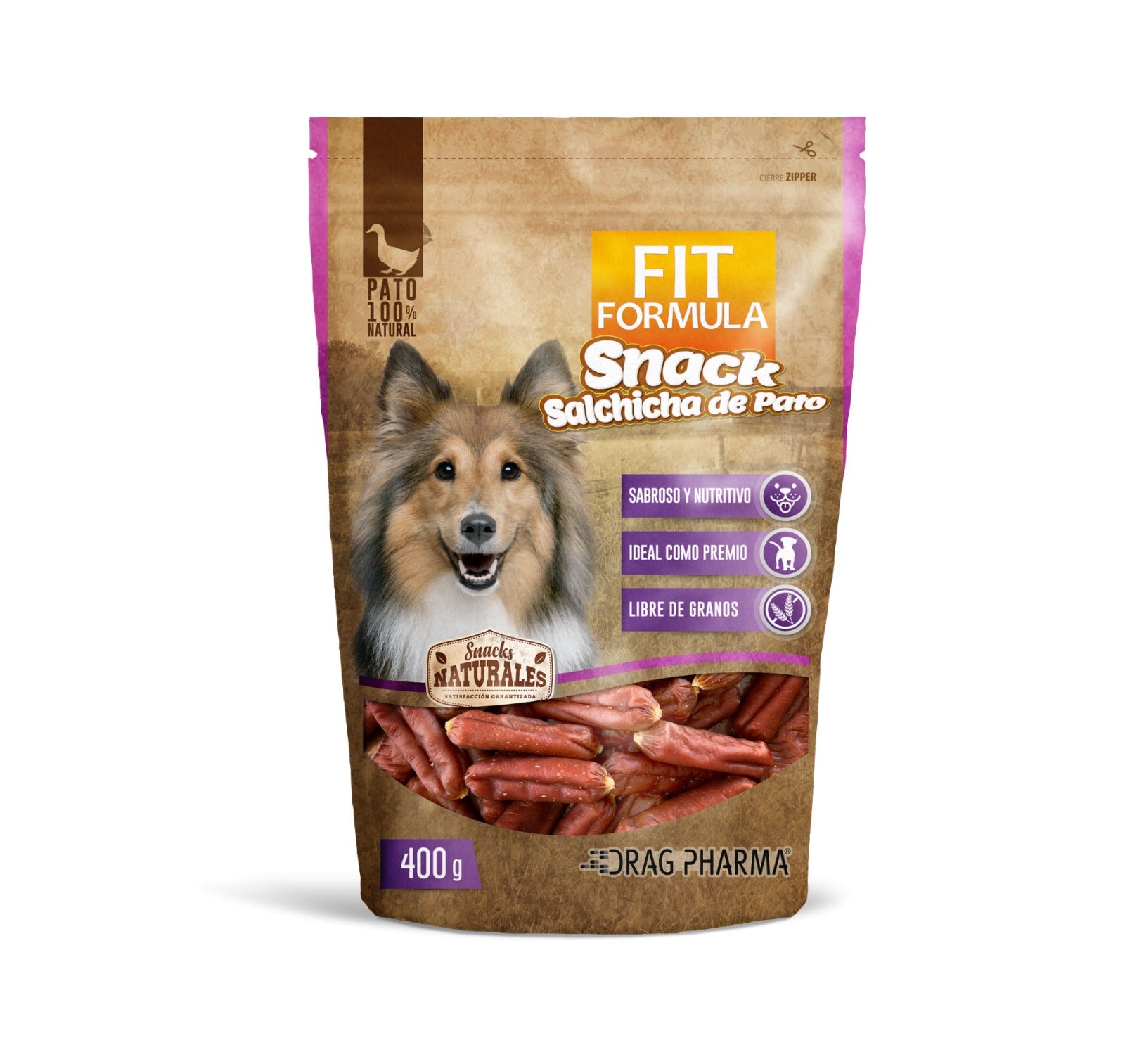 FIT FORMULA SNACK NATURAL SALCHICHA DE PATO 400 GR